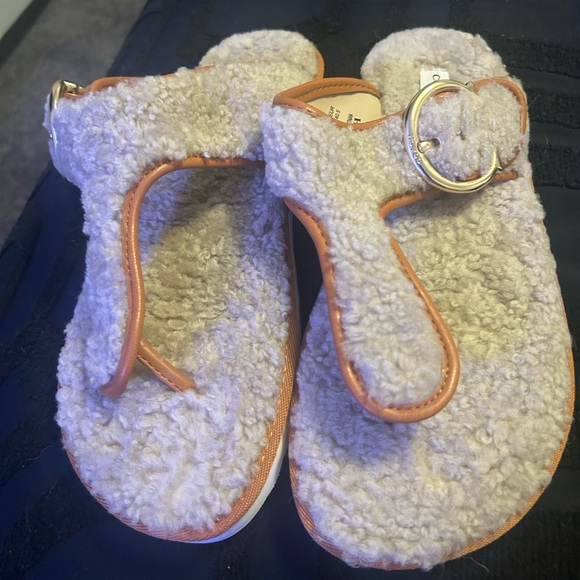 Coach Tan Sandals with White Soles - Picture 1 of 3